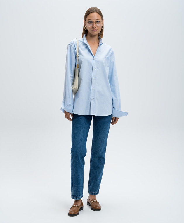 Ami Paris Голубая рубашка с вышивкой Ami de Coeur USH060CO0031 изображение 2