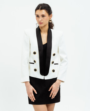 Balmain Білий укорочений жакет з вовни DF1SI532ME54