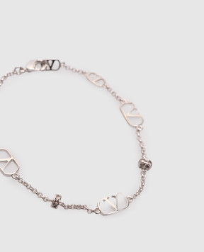 Valentino Сріблястий браслет з металевою емблемою VLogo Signature та кристалами 6W2J0Y72YCW