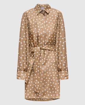 Max Mara Коричнева сукня-сорочка SHOCK із шовку в горох SHOCK