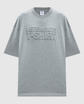 Vetements Серая меланжевая футболка с фактурным логотипом UA65TR370Gw