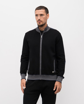 Bertolo Cashmere Черная спортивная куртка с шерстью 902087001965