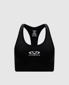 Vetements Черный топ с принтом логотипа WA66TO210B