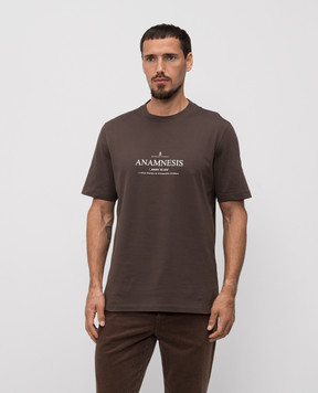 Brunello Cucinelli Коричневая футболка с принтом M0B138495