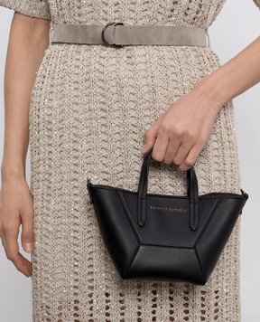 Brunello Cucinelli Черная кожаная сумка с логотипом MBHED2675