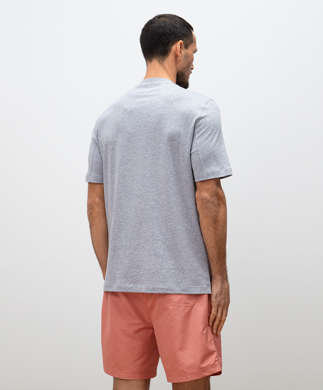 Brunello Cucinelli Серая меланжевая футболка с принтом логотипа M0B138440 изображение 4