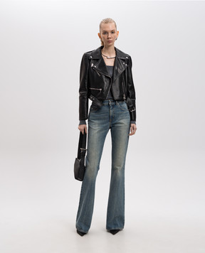 Alexander McQueen Черная укороченная кожаная косуха 668451Q5AJF