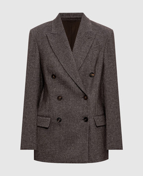 Brunello Cucinelli Коричневий жакет з вовною та льоном з люрексом MG5277047P