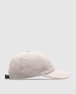 Brunello Cucinelli Бежевая кепка из льна с вышивкой логотипа MCAP91016