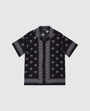 Versace Дитяча чорна сорочка в принт Medusa Bandana 10182611A13057