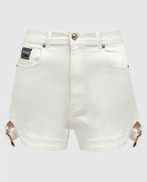 Versace Jeans Couture Білі джинсові шорти з пряжками в стилі  Barocco 76HAD522EW015SW0