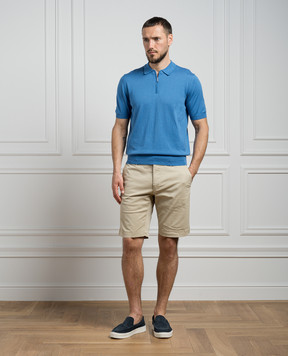 Cashmere&Whiskey Голубое поло с шелком и кашемиром FS05