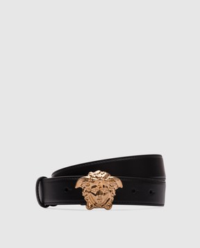 Versace Чорни шкіряний ремінь з емблемою La Medusa DCDD442DVTFN