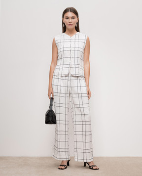 Faithfull Белые штаны Duomo Letizia из льна в клетку FF2816LCW
