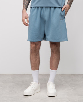 Balenciaga Голубые шорты с вышивкой логотипа 826385TSVG6