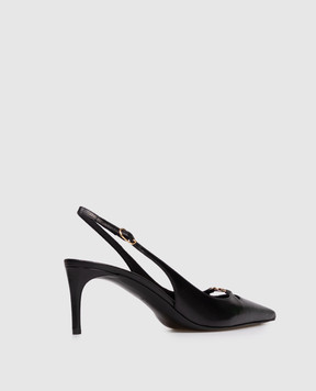 Dolce&Gabbana Чорні шкіряні слінгбеки з логотипом CG0796A5738