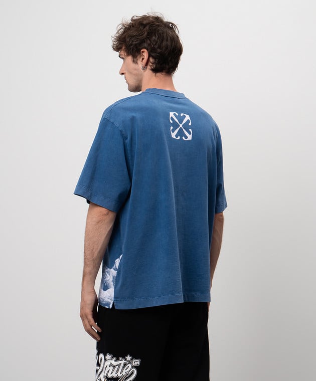 Off-White - Синяя футболка Blurred Mary OMAA120F24JER009