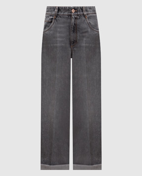 Brunello Cucinelli Сірі джинси з патчем логотипа MP095P4005