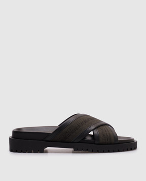 Off-White Черные кожаные шлепанцы Сhicago Сrisscross OMIH002S25FAB001