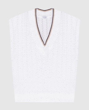 Brunello Cucinelli Білий ажурний жилет з льону MCO559412