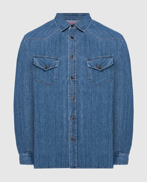 ISAIA Синяя джинсовая рубашка CMWD02C7760