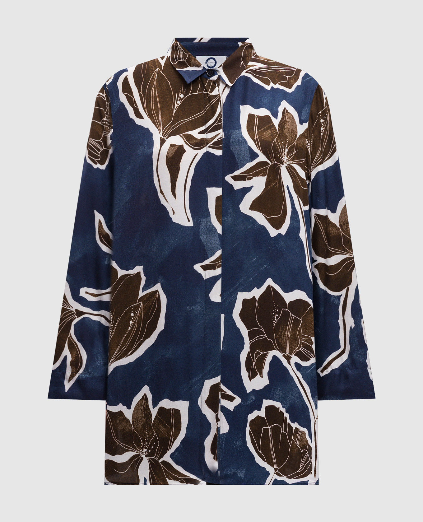 

Синяя блузка в цветочный принт, Синий, Блузы