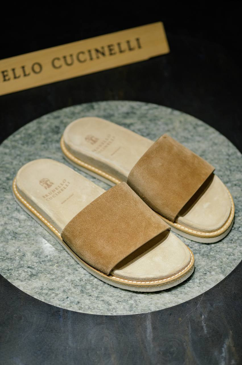 Brunello Cucinelli Коричневые замшевые шлепанцы MZUSILY316 изображение 6