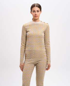 Balmain Бежевий джемпер у візерунок PB Labyrinth DF2AR910KH69