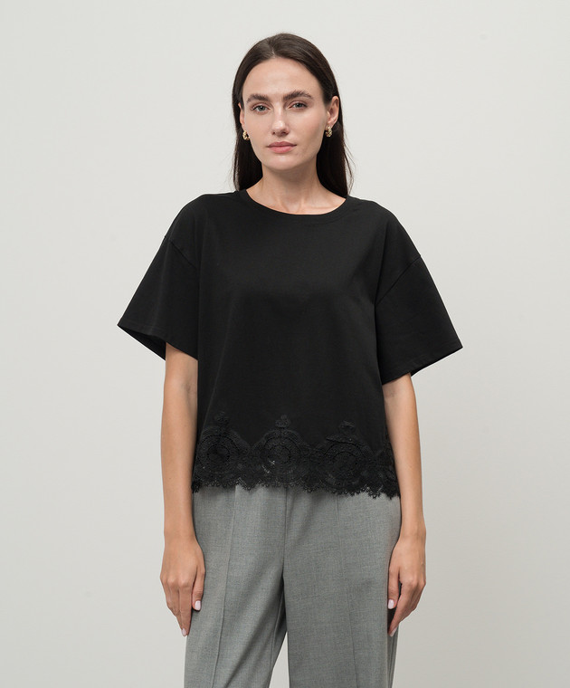 Twinset - Черная футболка с кружевом 242TP2510 купить в Symbol
