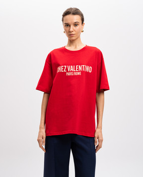 Valentino Червона футболка з принтом логотипа 6B3MG24Q95W