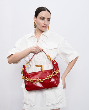 Balmain Червона шкіряна глянцева сумка Sync FN1BS002LBFO