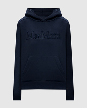 Max Mara Синие худи MALVA с фактурной вышивкой логотипа MALVA