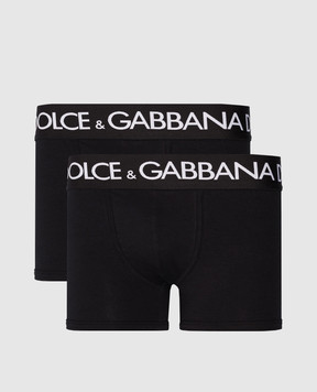 Dolce&Gabbana Набір чорних трусів-боксерів з візерунком логотипа M9D70JONN97