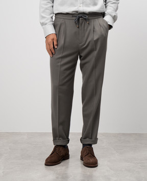 Brunello Cucinelli Штани кольору хакі з вовни M038PE1710