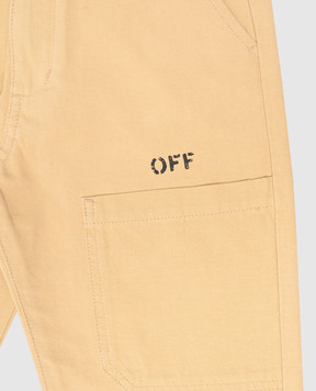 Off-White Бежевые брюки с принтом логотипа OBCA007S24FAB001
