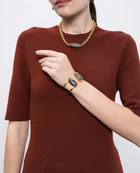 House of Fou Золотистий браслет Cuff з позолотою 22 карат DOUBLECUFF