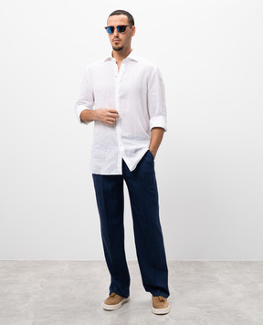 ISAIA Синие брюки из шерсти, шелка и льна. PNC03092560