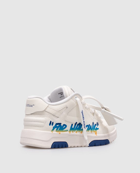 Off-White Детские белые кожаные кроссовки с принтом For walking OBIA011S25LEA002