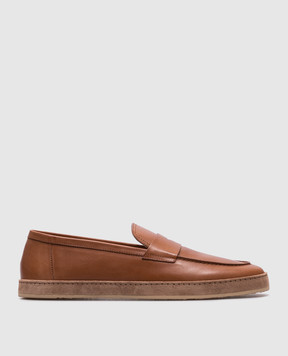 Brunello Cucinelli Коричневые кожаные слипоны Soft MZUETOS725