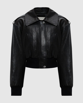 Alexander McQueen Черная кожаная укороченная куртка 799505Q5AIZ