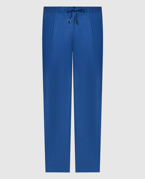 Enrico Mandelli Синие брюки из льна, шерсти и шелка. GYM02B5334