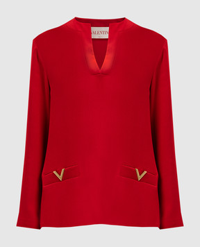 Valentino Червона блуза з металевим логотипом V 5B3AB6K01MM