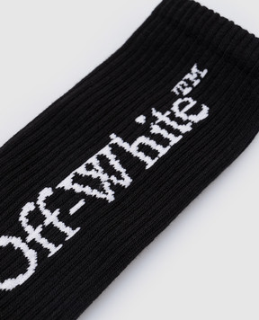 Off-White Чорні шкарпетки з візерунком логотипа OWRA035C99KNI001