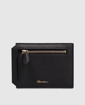 Santoni Черный кожаный картхолдер с логотипом DFPPA2694FOHSIW