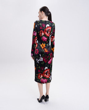 Dolce&Gabbana Чорна сукня міді в квітковий принт F6GAVTFSIB2