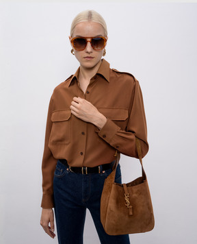 Saint Laurent Коричнева замшева сумка-хобо LE 5А7 7139381U80W
