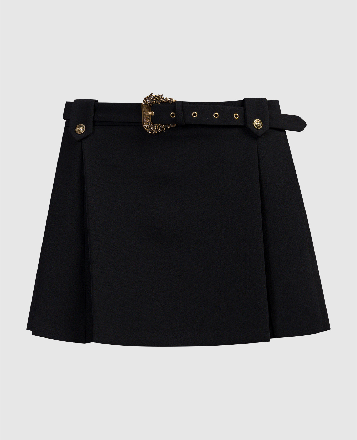 Black mini skirt with snaps