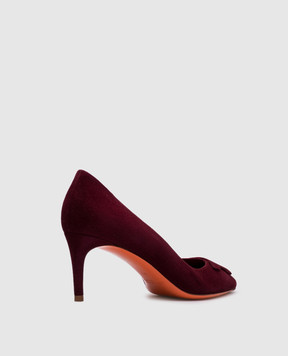 Santoni Замшевые бордовые туфли WDLS71206HI2TMGD
