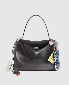 Balenciaga Серая кожаная сумка Rodeo с брелоками 7897722ABV3