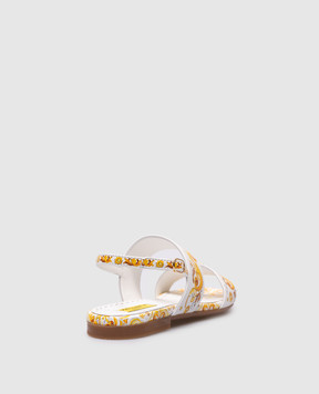 Dolce&Gabbana Детские белые кожаные босоножки с логотипом с принтом. D10819A11143036
